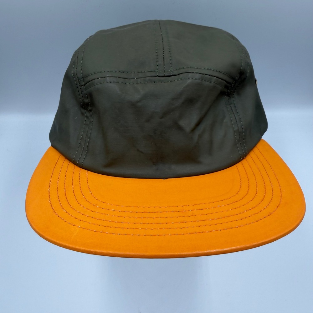 Only NY British Millerain Waxed Cotton 5 Panel Camper Hat Olive‎ Green Orange